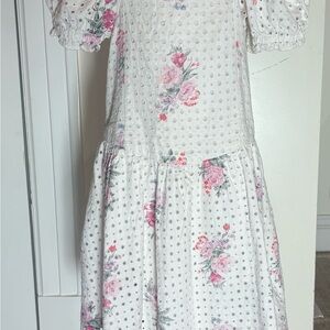 LoveShackFancy White and Pink Floral Kids Dress